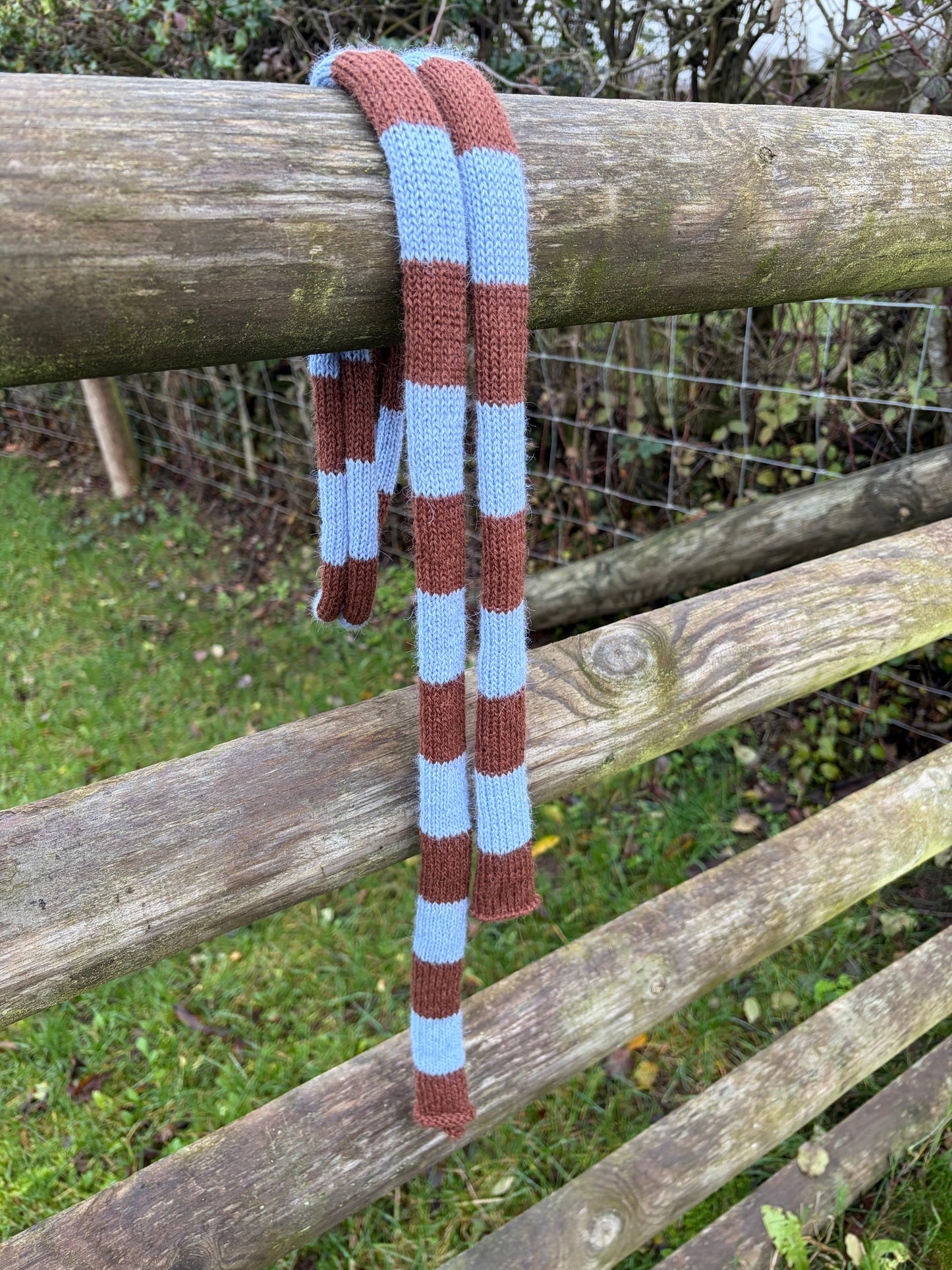 Sky and Copper Skinny Scarf
