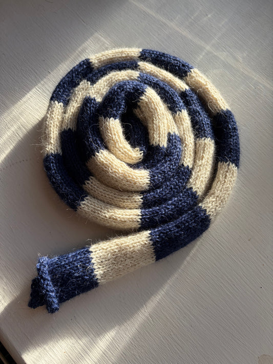 Navy and Cream Skinny Scarf